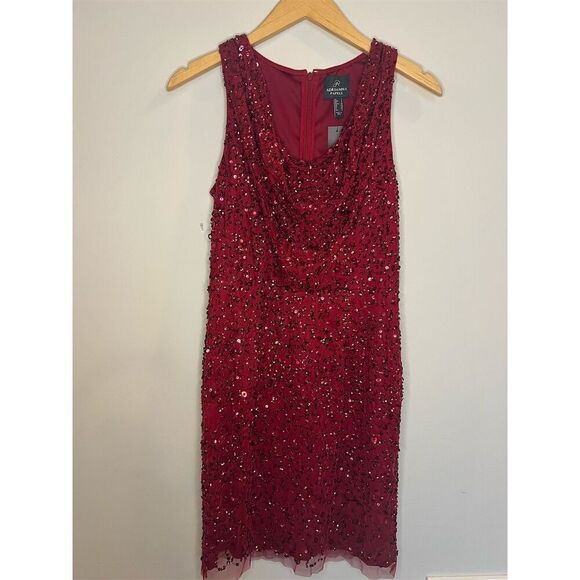 Adrianna Papell Women's Sequined Cowl Neck Sheath Dress Red Size 4​ - Picture 5 of 13